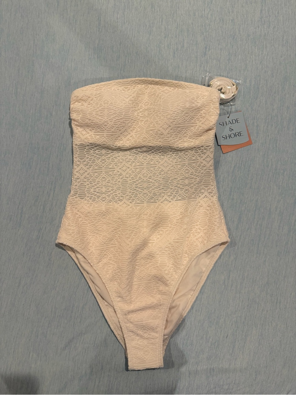 Shade & Shore Cream Strapless Lace One-Piece
